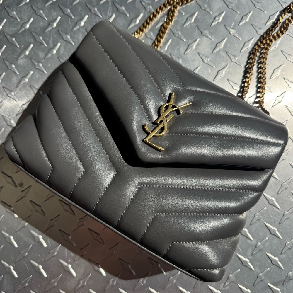 Saint Laurent LouLou Chain Bag Small in Grey GHW - Picture 2 of 10